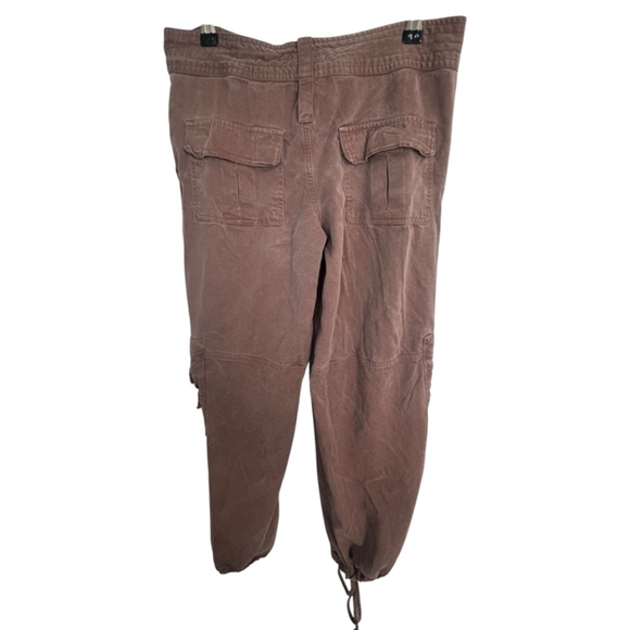Mist Faded Brown Y2K Baggy Cargo Pants With Ruched Legs - Picture 5 of 7